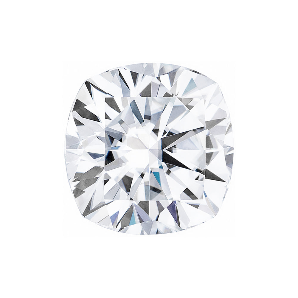Forever One 2.70CTW DEW Cushion Colorless Hearts & Arrows Moissanite