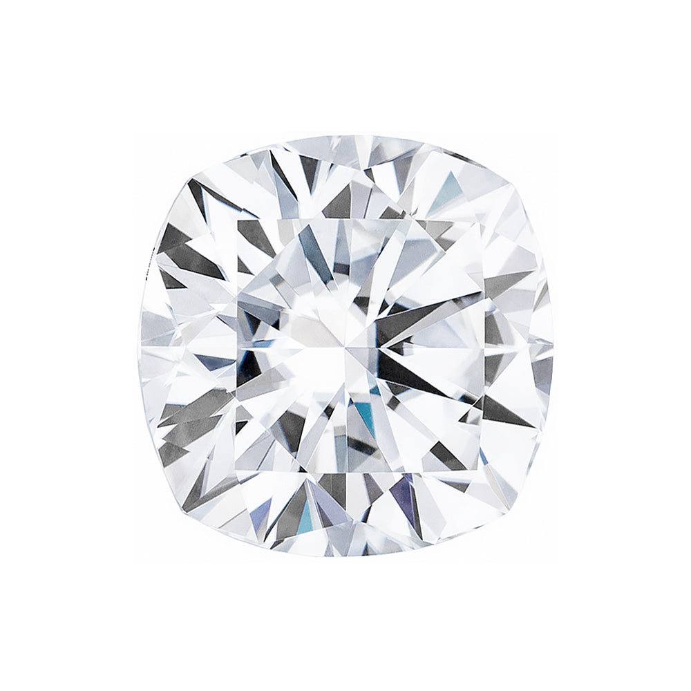 Forever One 3.16CTW DEW Cushion Colorless Hearts & Arrows Moissanite