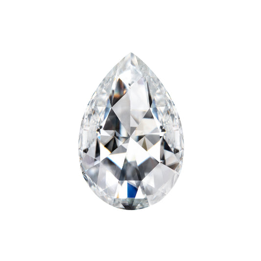 Forever One 0.45 CTW DEW Pear Near-Colorless (GH) Color Rose Cut Moissanite